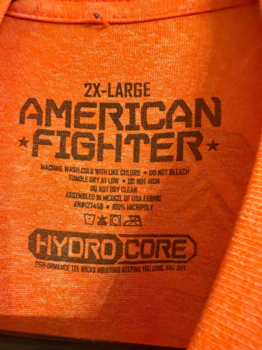 American Fighter Orange Short-Sleeve Graphic Tee with Silver Print - Picture 2 of 4